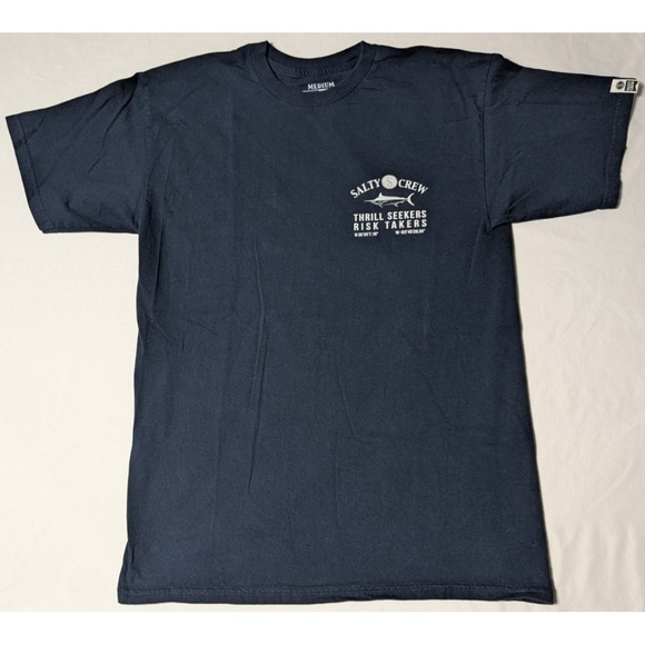 Salty Crew Thrill Seekers Risk Takers Blue Double-Sided T-Shirt - Men Medium - Picture 9 of 12